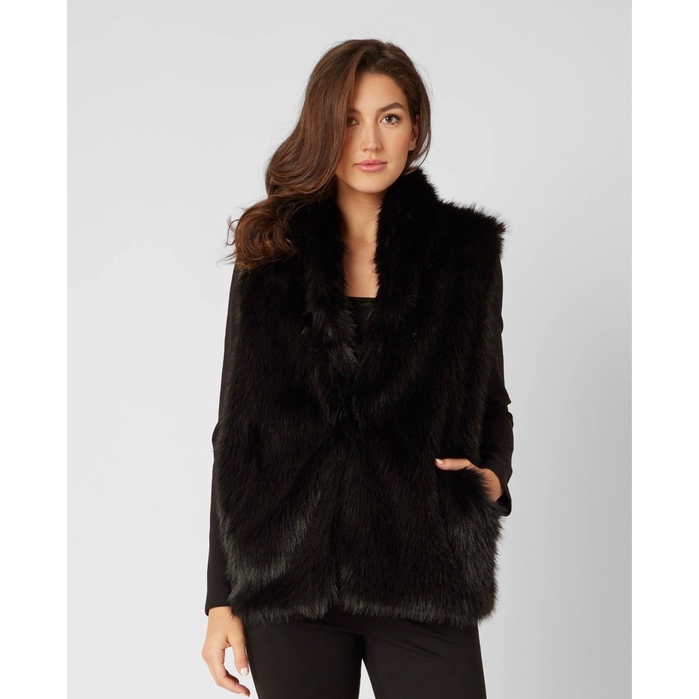 DAVID LAWRENCE Black Fur Vest RARE Rabbit Soft 10 Small Medium Australian Design